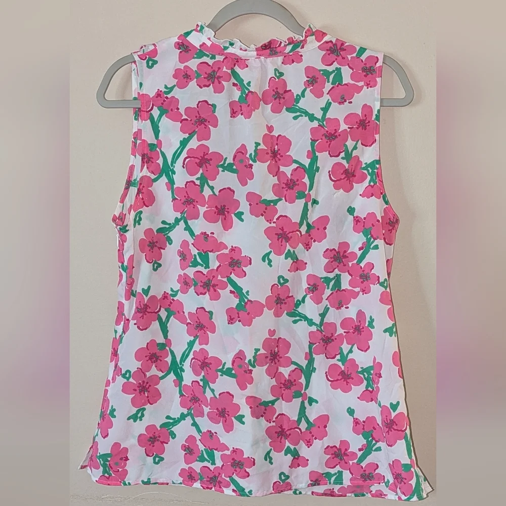 Lilly Pulitzer Pink Floral Ruffle Blouse - Picture 4 of 7